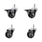Service Caster 3'' Black Poly Wheel Swivel 7/16'' Grip Ring Stem Caster Set 2 Brakes, 4PK SCC-GR20S314-PPUB-BLK-PLB-716138-2S2 - alternate 1